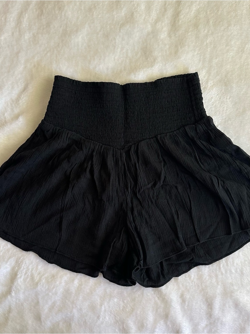 Aerie Black Smocked Flowy Shorts